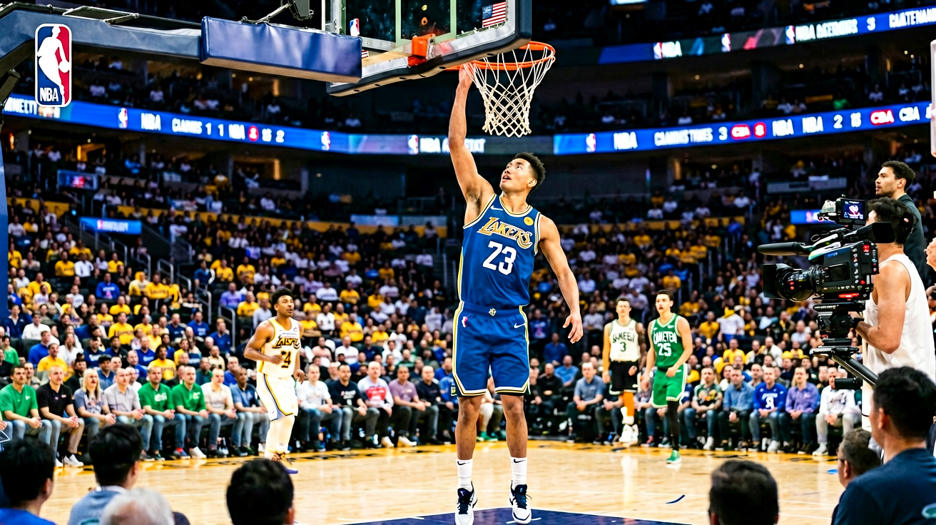 NBA职业篮球联赛比赛中的扣篮瞬间